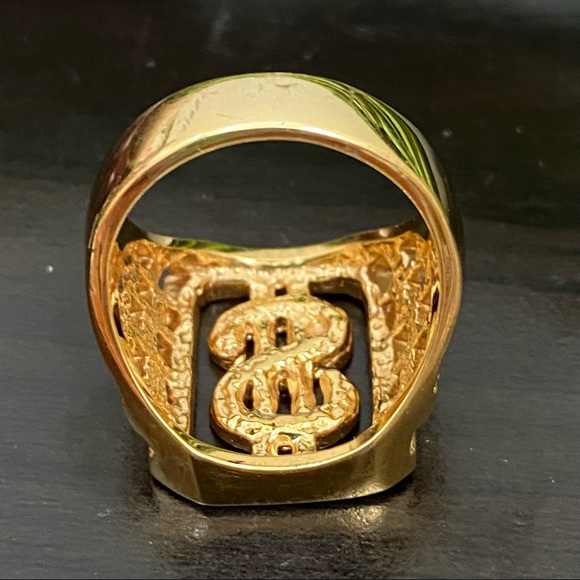 Unsigned CZ Stone Dollar $-Sign Hip Hop Gold-tone Men’s Fashion Ring Size 12 - Picture 11 of 12